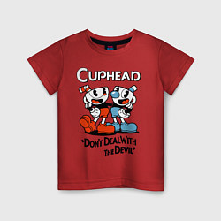 Футболка хлопковая детская Cuphead, Dont deal with devil, цвет: красный