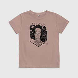 Футболка хлопковая детская Незуко Клинок, рассекающий демонов, цвет: пыльно-розовый