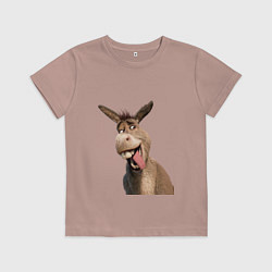 Футболка хлопковая детская Шрек: Осел, цвет: пыльно-розовый