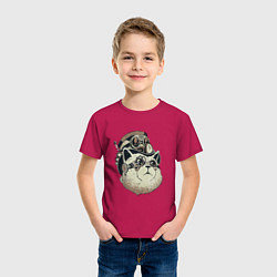 Футболка хлопковая детская Steampunk кот, цвет: маджента — фото 2
