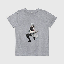 Футболка хлопковая детская Гинтоки Саката, цвет: меланж