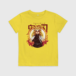 Футболка хлопковая детская Огненный Столп Kimetsu no Yaiba, цвет: желтый