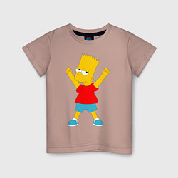 Футболка хлопковая детская Барт Симпсон, цвет: пыльно-розовый