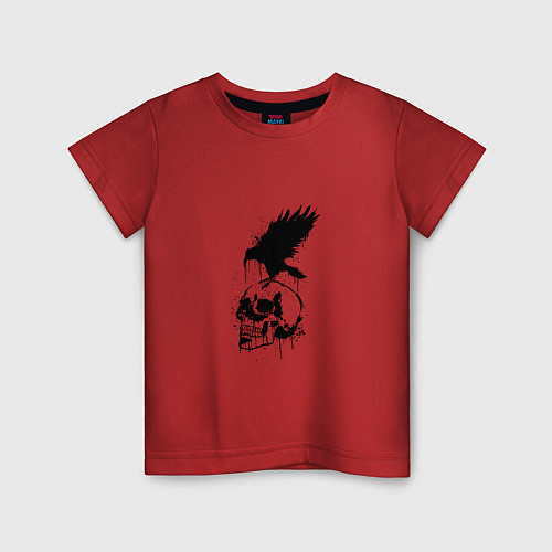 Детская футболка Skull crow / Красный – фото 1