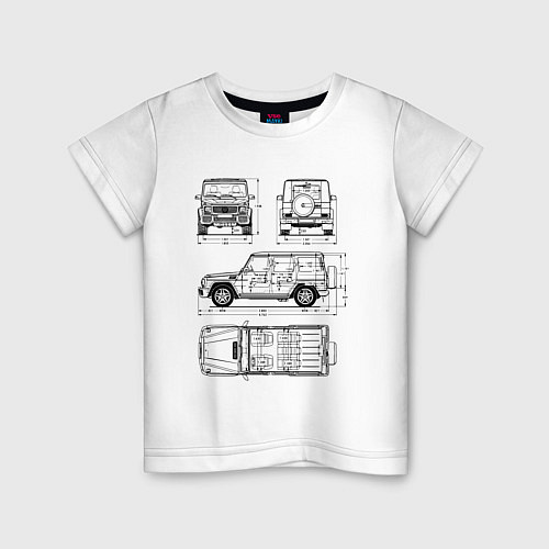 Детская футболка MERCEDES-BENZ G-CLASS СХЕМА / Белый – фото 1