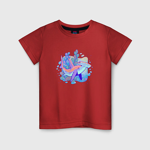 Детская футболка Hammerhead Shark Bottom / Красный – фото 1
