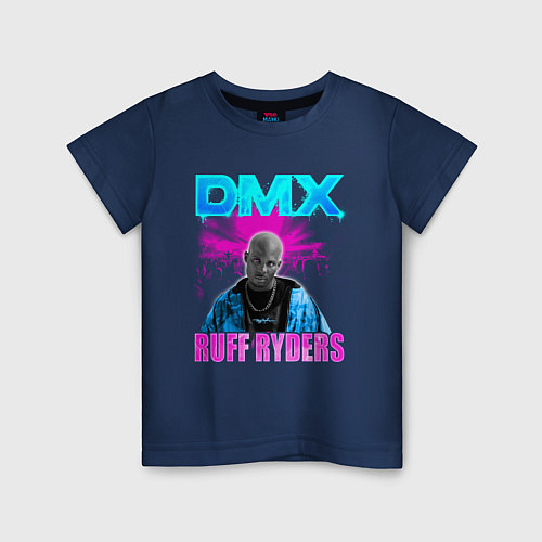 Детская футболка DMX NEON ЛЕГЕНДА РЭПА / Тёмно-синий – фото 1