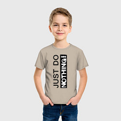 Футболка хлопковая детская Just do nothing, цвет: миндальный — фото 2