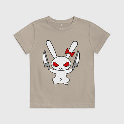 Футболка хлопковая детская Зайка с ножами, цвет: миндальный