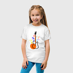 Футболка хлопковая детская Цветная гитара, цвет: белый — фото 2
