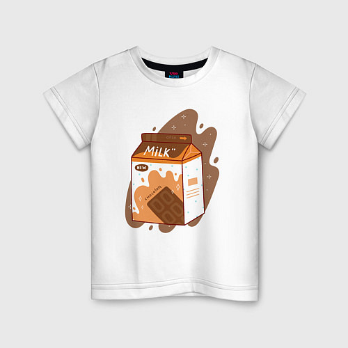 Детская футболка Коробка шоколадного молока / Белый – фото 1