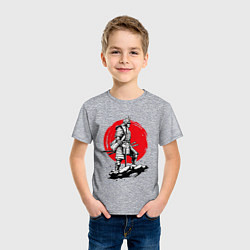 Футболка хлопковая детская Воин-самурай, цвет: меланж — фото 2