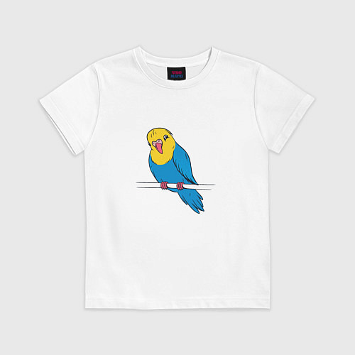 Детская футболка Милый Волнистый Попугайчик / Белый – фото 1