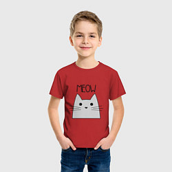 Футболка хлопковая детская Котик - Мяу, цвет: красный — фото 2