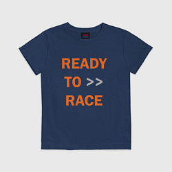 Футболка хлопковая детская KTM READY TO RACE спина Z, цвет: тёмно-синий