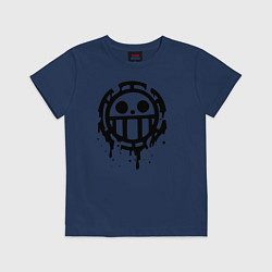 Футболка хлопковая детская One Piece знак черной краской, цвет: тёмно-синий