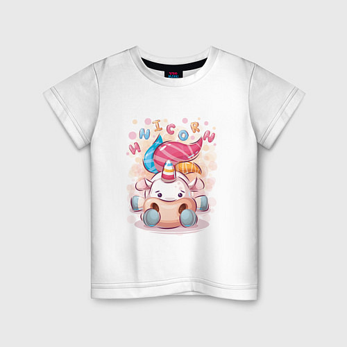 Детская футболка Милый единорог / Белый – фото 1