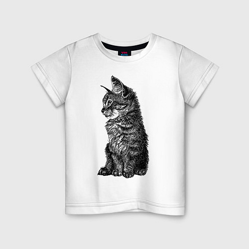 Детская футболка Котенок / Белый – фото 1