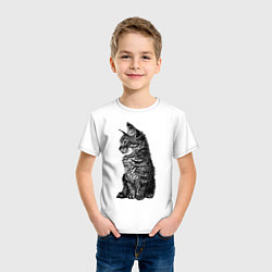 Футболка хлопковая детская Котенок, цвет: белый — фото 2