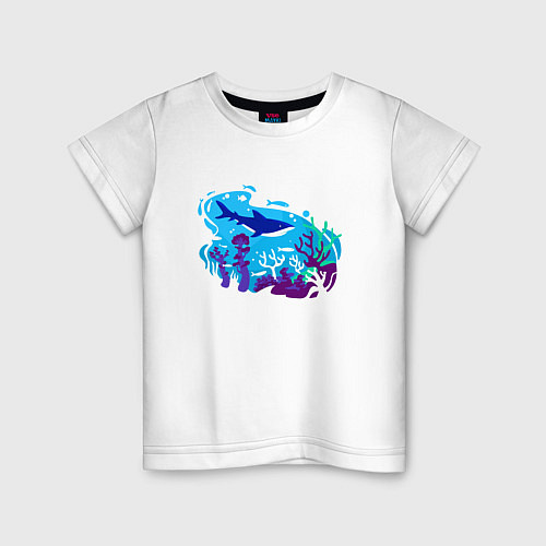 Детская футболка Акула и подводный мир / Белый – фото 1