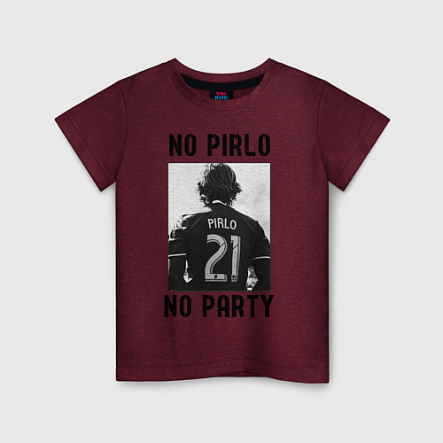 Детская футболка No Pirlo no party / Меланж-бордовый – фото 1