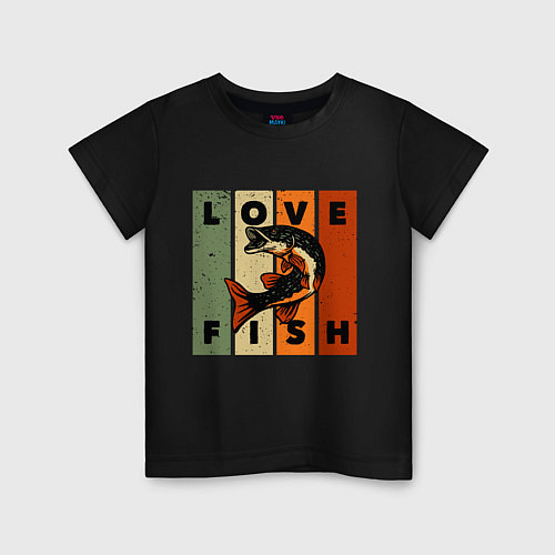 Детская футболка Love fish Люблю рыбу / Черный – фото 1
