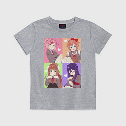 Футболка хлопковая детская Girls Doki Doki коллаж, цвет: меланж