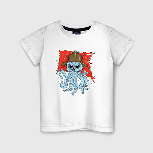 Детская футболка Осьминог в каске / Белый – фото 1