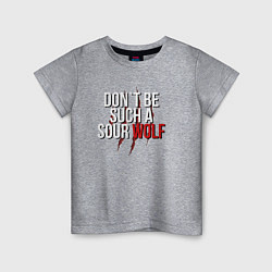 Футболка хлопковая детская Dont be such a sour wolf, цвет: меланж