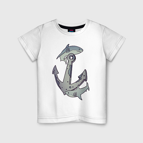 Детская футболка Sharks around the anchor / Белый – фото 1