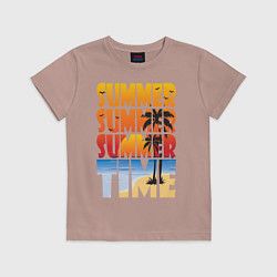 Футболка хлопковая детская SUMMER TIME, цвет: пыльно-розовый