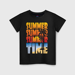 Футболка хлопковая детская SUMMER TIME, цвет: черный