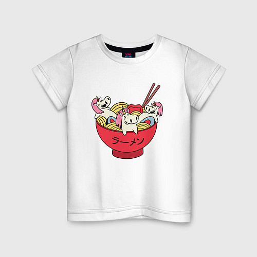 Детская футболка Единороги в Рамене Ramen Food / Белый – фото 1