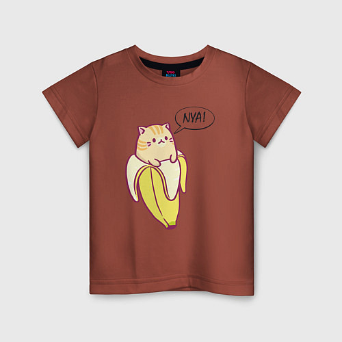 Детская футболка Кот в банане / Кирпичный – фото 1