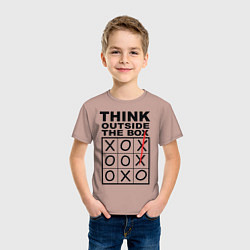 Футболка хлопковая детская THINK OUTSIDE THE BOX, цвет: пыльно-розовый — фото 2