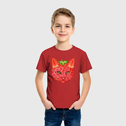 Футболка хлопковая детская Ягодная кошка, цвет: красный — фото 2