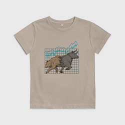 Футболка хлопковая детская Бык или Медведь, цвет: миндальный