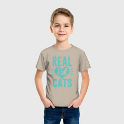 Футболка хлопковая детская Real Cats, цвет: миндальный — фото 2