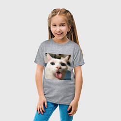Футболка хлопковая детская Мем про кота, цвет: меланж — фото 2