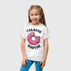 Футболка хлопковая детская Сладкий пончик, цвет: белый — фото 2