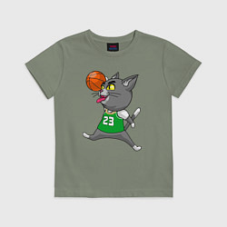Футболка хлопковая детская Jordan Cat, цвет: авокадо