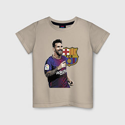 Футболка хлопковая детская Lionel Messi Barcelona Argentina, цвет: миндальный