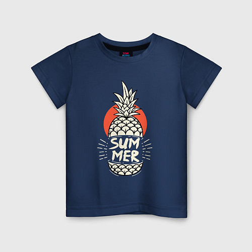 Детская футболка Летний ананасик / Тёмно-синий – фото 1