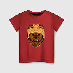Футболка хлопковая детская Грозный медведь, цвет: красный