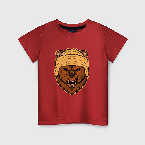 Детская футболка Грозный медведь / Красный – фото 1