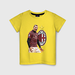Футболка хлопковая детская Zlatan Ibrahimovic Milan Italy цвета желтый — фото 1