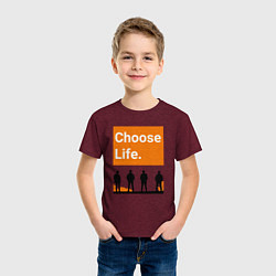 Футболка хлопковая детская Choose Life, цвет: меланж-бордовый — фото 2