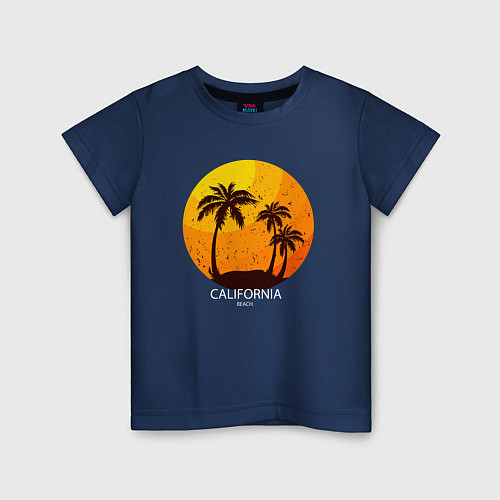 Детская футболка Лето, пальмы, Калифорния / Тёмно-синий – фото 1