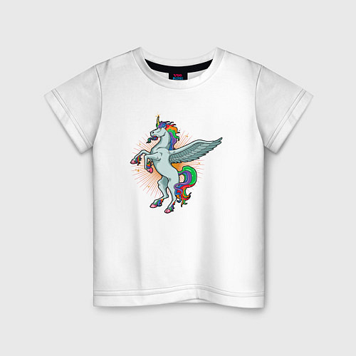 Детская футболка Единорог с крыльями / Белый – фото 1
