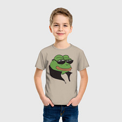 Футболка хлопковая детская Лягушонок Пепе, цвет: миндальный — фото 2